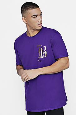 Boohoo Oversized Gothic B Foil Print T-shirt