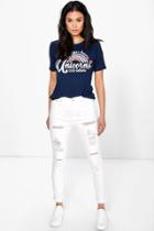 Boohoo Heather High Rise Heavy Ripped Jeans White