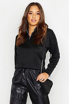 Boohoo Funnel Neck 1/2 Zip Basic Sweatshirt