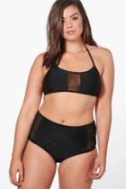 Boohoo Plus Amelia Mesh Insert Bikini Black