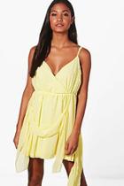 Boohoo Beatrice Dobby Chiffon Drape Skater Dress