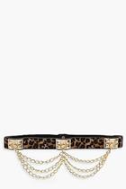 Boohoo Multi Chain & Leopard Waist Belt