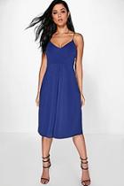 Boohoo Adisa Pleat Front Strappy Midi Dress