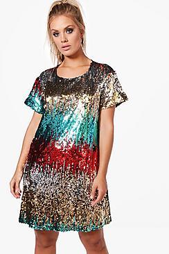 Boohoo Plus Lily Festival Sequin Dress