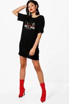 Boohoo Yasmin Noir New York Black Tee Dress