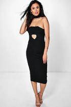 Boohoo Leonie Ribbed Neck Band Bandeau Midi Dress