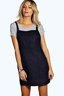 Boohoo Onika Suade Pinafore Dress
