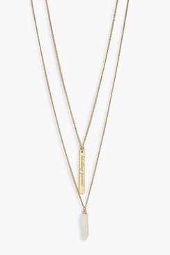 Boohoo Semi-precious White Crystal Layered Necklace