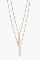 Boohoo Semi-precious White Crystal Layered Necklace