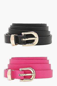 Boohoo Olivia 2 Pack Skinny Belt