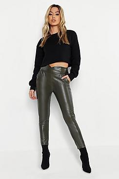 Boohoo Petite High Waist Pu Trouser
