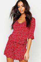 Boohoo Ditsy Floral Button Down Top & Flippy Short Co-ord