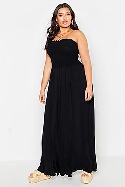 Boohoo Plus Sheering Bandeau Maxi Dress