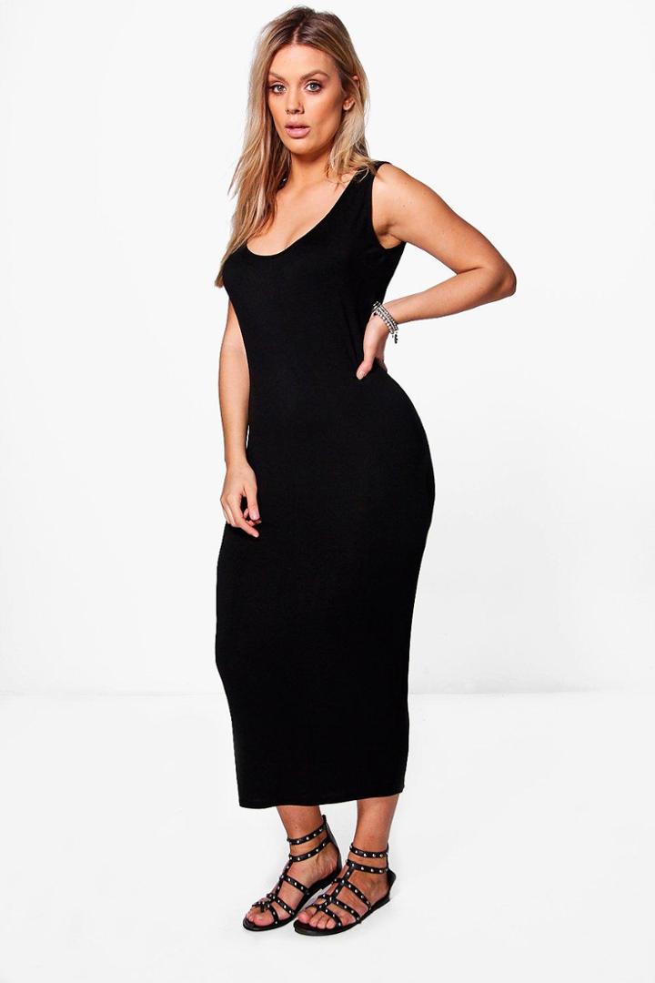 Boohoo Plus Jane Basic Midaxi Dress Black