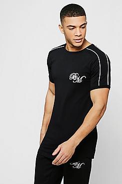 Boohoo Curved Hem Poly Cotton Bm Tee With Piping Detail