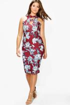 Boohoo Plus Nina Floral Strap Detail Midi Dress Multi