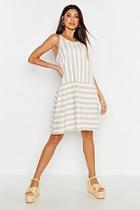 Boohoo Linen Stripe Smock Dress
