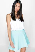 Boohoo Roseanna Fit And Flare Skater Skirt Blue