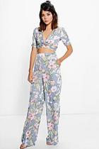 Boohoo Sara Woven Floral Top & Trouser Co-ord Set