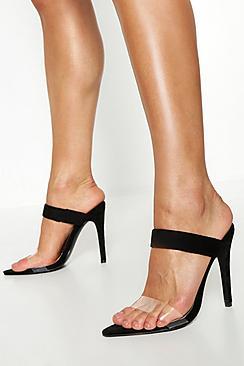 Boohoo Clear Strap Pointed Toe Mules