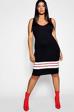 Boohoo Plus Sports Trim Midi Dress