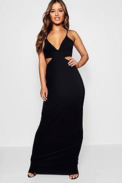 Boohoo Petite Jemima Knot Front Cut Out Maxi Dress