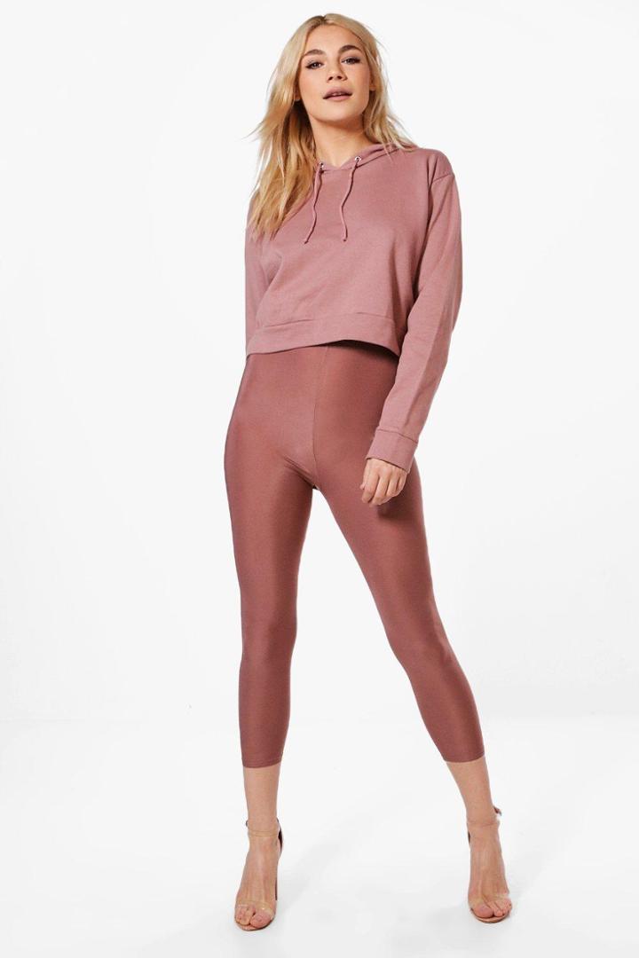 Boohoo Sweat Crop & Slinky Legging Co-ord Rose