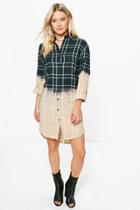 Boohoo Shreyja Dip Dye Monochrome Flannel Shirt Dress Multi