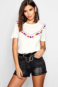 Boohoo Tassle Ruffle Trim T-shirt
