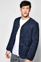 Boohoo Quilted Collarless Jacket Navy