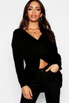 Boohoo Wrap Front Knitted Jumper