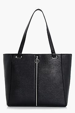 Boohoo Caroline Ring Pull Zip Detail Tote