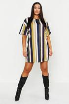 Boohoo Plus Tonal Stripe Short Sleeved Shirt Dress