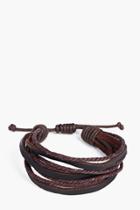 Boohoo Pu And Rope Adjustable Bracelet Brown