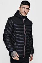 Boohoo Hoodded Puffer With Sports Rib Tape