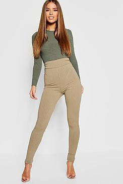 Boohoo Petite Jumbo Rib Leggings
