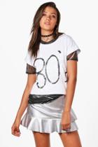 Boohoo Tall Ivy Glitter Graffiti T-shirt White