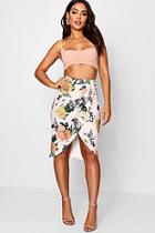 Boohoo Floral Wrap Midi Skirt