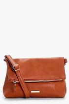 Boohoo Jenna Fold Over Zip & Plaque Cross Body Bag