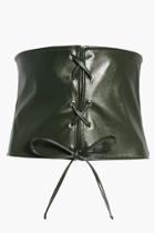 Boohoo Kayla Leather Look Lace Up Corset Belt Khaki