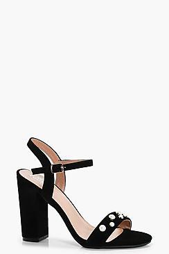 Boohoo Maria Pearl Strap Block Heels