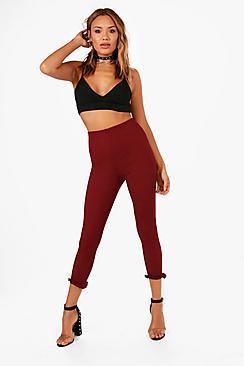 Boohoo Phoebe Ruffle Ankle Ribbed Leggings