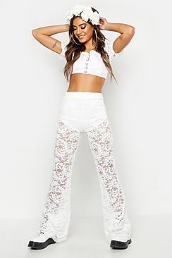 Boohoo Lace High Waisted Flare Trouser