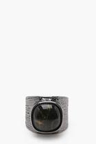 Boohoo Gunmetal Ring With Black Stone