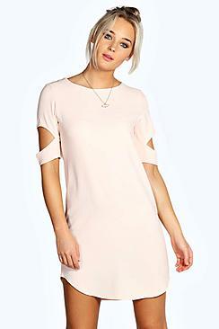 Boohoo Cattia Cut Out Sleeve Shift Dress