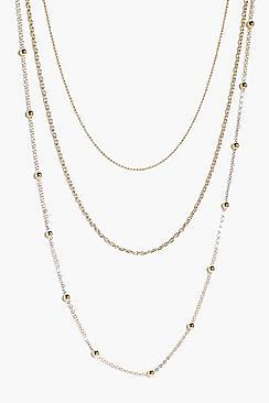 Boohoo Grace Skinny 3 Layered Necklace