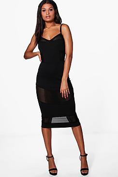 Boohoo Melody Mesh Insert Bodycon Dress