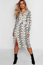 Boohoo Plus Snake Midi Shirt Dress