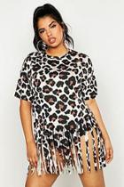 Boohoo Plus Leopard Tassel Beach Dress