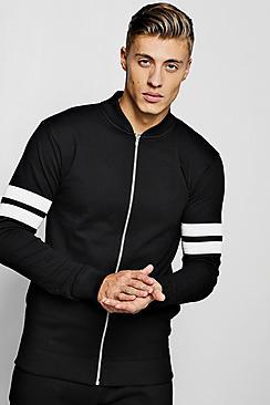Boohoo Muscle Fit Jersey Bomber With Panel Detail